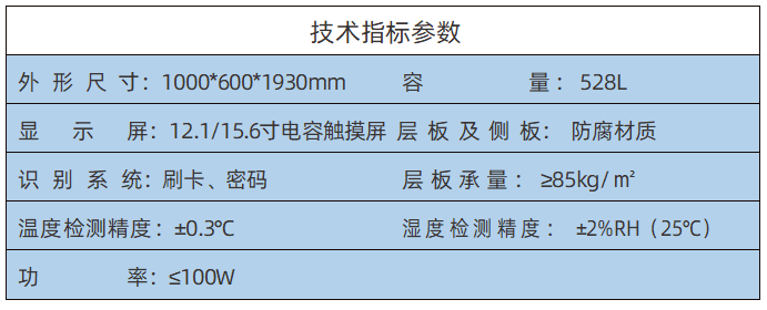 排风型智能试剂柜的参数